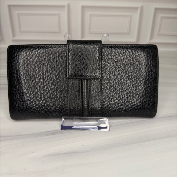 Gucci Black Leather Horsebit Long Wallet Gold Hardware Continental - Picture 2 of 11
